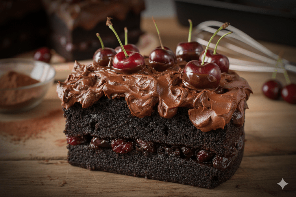 Tarta Selva Negra de chocolate y cerezas