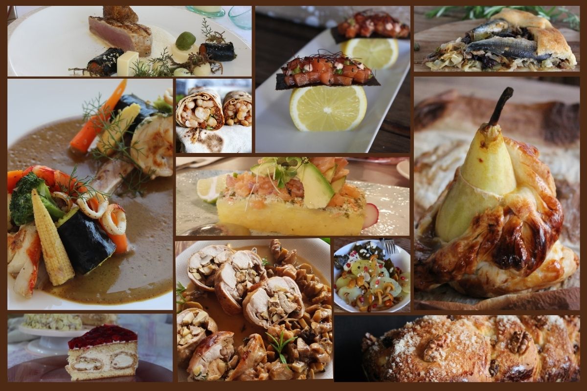 Collage de imágenes de platos de comida